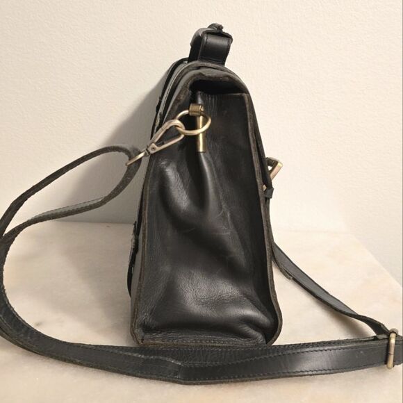 FEDELE OXFORD England Dark Gray Genuine Leather Briefcase Bag Handcrafted - Picture 3 of 12